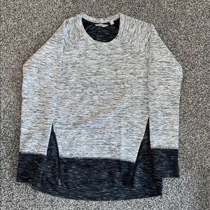 Athleta Women’s R&R Pullover Crewneck Gray & Black Marled w/ Zippers Size Small